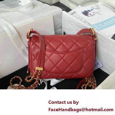 Chanel Lambskin & Gold-Tone Metal Mini Flap Bag AS4340 Burgundy 2023